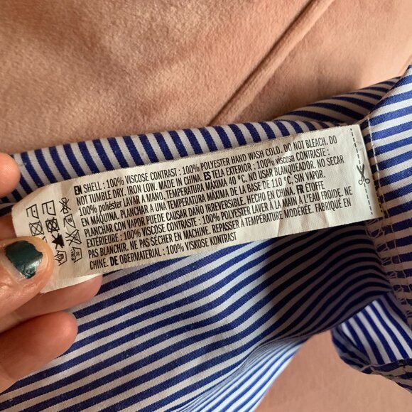 ENGLISH FACTORY - 2 pcs layered sweater  Gray knit Peplum blue white under Small - Picture 11 of 11